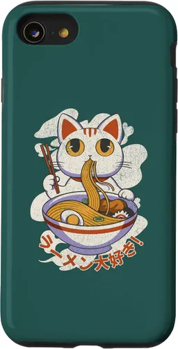Vista 17 de Funda linda para iPhone 11 Chinese Lucky Cat Eating Ramen noodle lover anime Japón