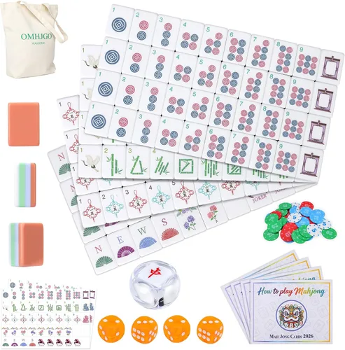Vista 9 de Juego de azulejos de Mahjong americano de 4 capas para amantes de Púrpura pálido-2