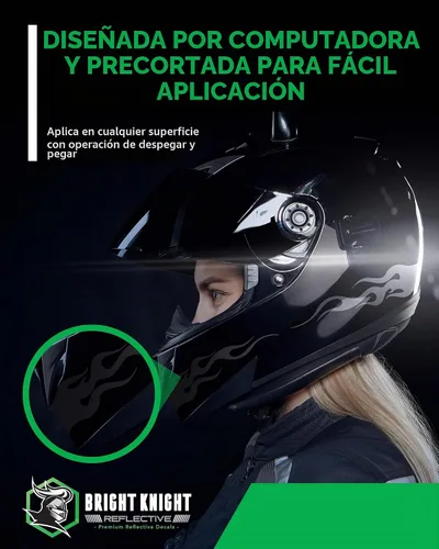 Vista 2 de Bright Knight Decals Pegatinas reflectantes de llama, calcomanías para Negro