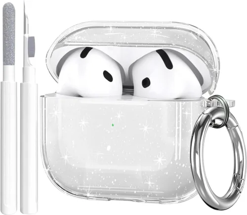 Vista 28 de Compatible con Airpods Pro 3 Funda transparente con bloqueo para teléfono, suave TPU magnético bloqueo automático Apple AirPods Pro de tercera