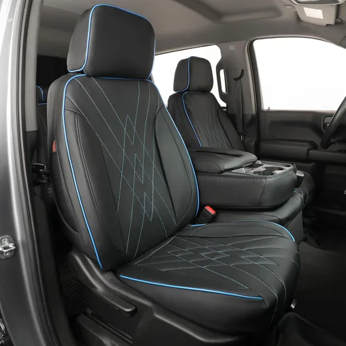 Vista 15 de EKR Fundas para Asientos Silverado de Ajuste Personalizado para (Cabina Doble) 2014 2015 2016 2017 2018 Chevrolet Silverado 1500 & HD 2500/3500