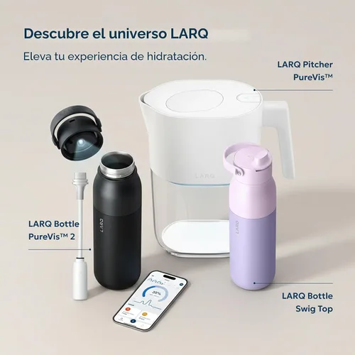 Vista 8 de LARQ Botella con Tapa Flip Top de 17 oz - Botella de Agua Reutilizable y Aislada de Acero Inoxidable con Popote Sin BPA Para Deportes, Gimnasio