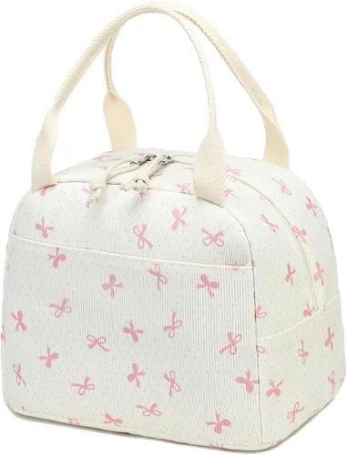 Vista 35 de Bluboon Bolsa de almuerzo para mujer, bonita bolsa de almuerzo de pana con correa para el hombro, reutilizable, aislada, gran capacidad