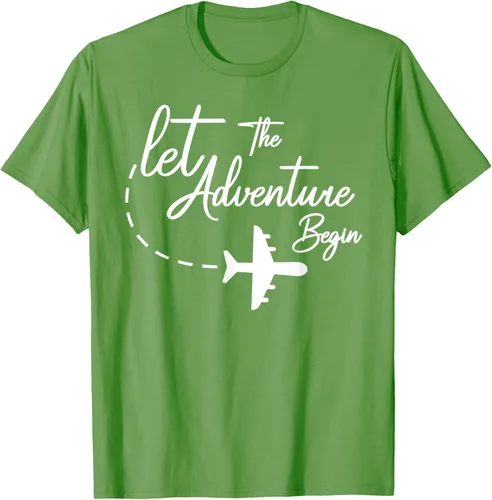 Vista 16 de Let The Adventure Begin - Camiseta inspiradora en modo de viaje en avión, Negro, S