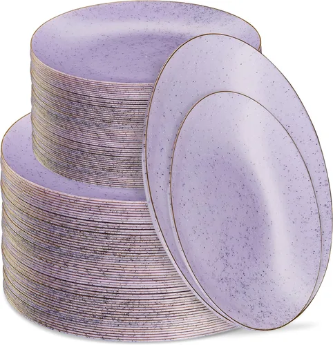 Vista 21 de PLASTICPRO Juego de 32 elegantes platos desechables de plástico que incluye 16 platos llanos y 16 platos de ensalada, platos de fiesta resistentes