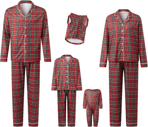 Vista 6 de WephuPSho Conjuntos de pijamas familiares de Navidad, a juego, para bebés, adultos y niños, ropa de dormir navideña