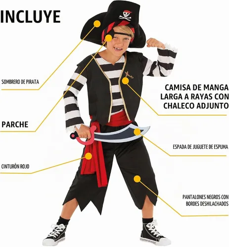 Vista 9 de Morph, Disfraz de pirata para niños, disfraces de Halloween para niños Negro