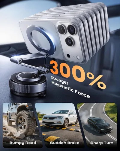 Vista 4 de Soporte magnético de teléfono para coche, soporte de brazo largo de 3 ejes