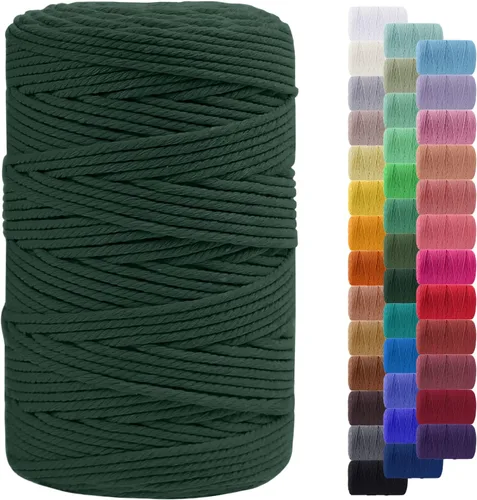 Vista 30 de Cordón de macramé de 0.079 pulgadas, cuerda de algodón natural de 109 yardas, hilo de cuerda de macramé para manualidades, ganchos de pared