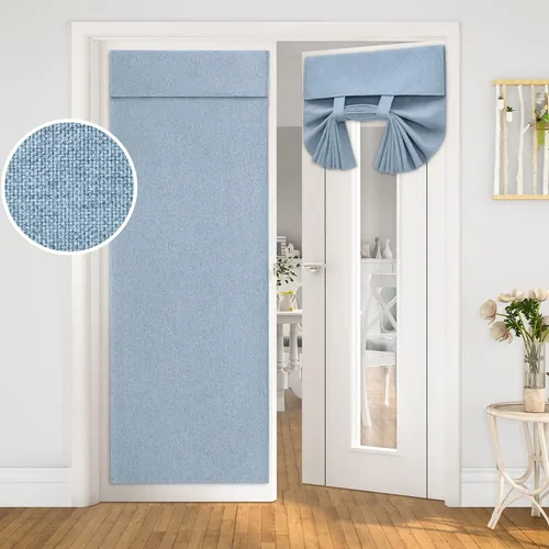 Vista 13 de HOMEIDEAS Cortinas opacas de lino con luz lateral para puerta delantera, cortinas de ventana de puerta lateral, ventana pequeña, decoración moderna