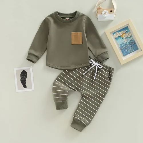 Vista 6 de CIYCUIT Conjunto de sudadera de manga larga y pantalones para bebé niño pequeño