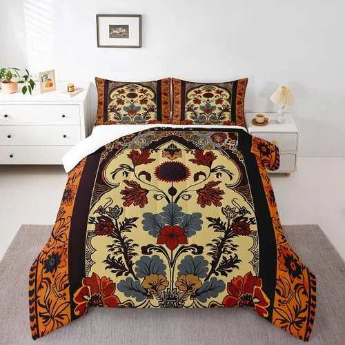 Vista 15 de Erosebridal Juego de ropa de cama damascada gótica para adultos, juego de edredón victoriano antiguo, edredón floral vintage gótico con diseño