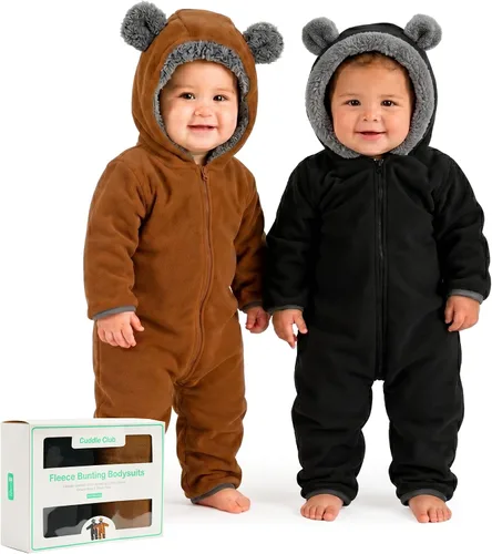 Vista 16 de Cuddle Club - Body de forro polar para bebé recién nacido hasta 5T – Pijamas de invierno chaqueta de abrigo abrigo para bebé Alien