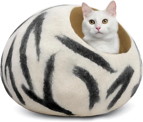 Vista 11 de Woolygon - Lujosa cueva de lana merina para gatos, cápsula plegable para gatos de interior, recinto de fieltro para mascotas de alta calidad, casa