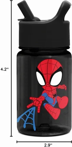 Vista 8 de Simple Modern Marvel Spiderman - Botella de agua Summit de plástico Tritan para niños, taza sin BPA de 12 onzas con tapa cubierta con popote a