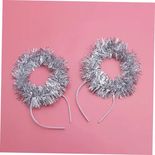 Vista 7 de CALLARON 2pcs Tinsel Hair Band Costumes for Girls Hair Bands for Womens Hair Angel Hair Band White Headband Girl Outfit Tinsel Headband Easter Party