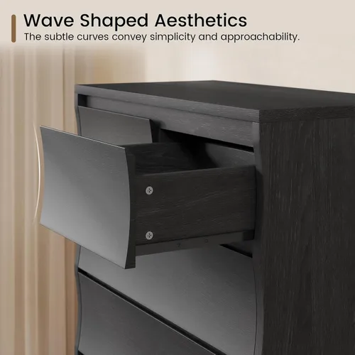 Vista 11 de Cómoda alta negra para dormitorio, cómoda de 61.1" de alto con 8 cajones, cómodas de madera y cómodas con cajones, organizadores de cajones Negro