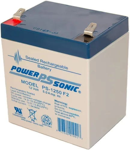 Vista 2 de Power-Sonic PS-1250F2 - Batería de plomo ácido sellada de 12 voltios/5 amperios con conector Fast-on de 0.250, un