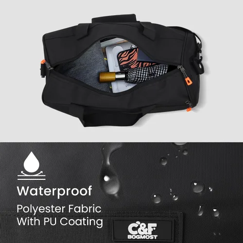 Vista 5 de C&F BOGMOST Bolsa de viaje pequeña, bolsa deportiva compacta para gimnasio con compartimento para zapatos, bolsa de lona ligera para hombres