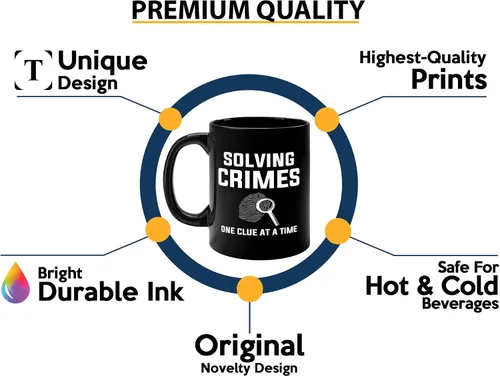Vista 3 de Taza de café de detective de 11 onzas, color negro, resolución de crímenes, uno, oficial de policía, policía, patrulla, detective, policía, policía