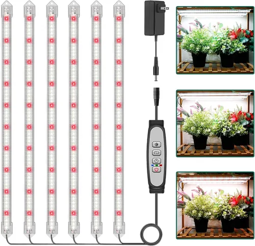 Vista 11 de Tiras de luz de cultivo de 2 barras para plantas de interior, luces de plantas de espectro completo de 16 pulgadas, luces de crecimiento similares