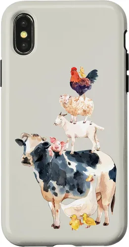 Vista 5 de Cute Animals Cow Chicken Pig Farmer Animal Lover Case for iPhone 17