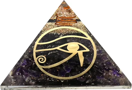 Vista 25 de Amazing Gemstone Pirámide de orgón de amatista para EMF y protección de energía negativa - Pirámide de cristal de amatista natural, Amatista