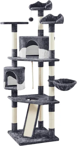 Vista 13 de Yaheetech Árboles para Gatos de Múltiples Niveles Torres para Gatos 79 pulgadas Árbol para Gatos de Interior con Postes Rascadores Cubiertos de Beige