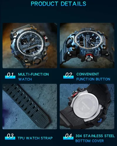 Vista 7 de Relojes deportivos para hombre, reloj digital militar impermeable, reloj electrónico táctico del ejército para hombres, relojes de pulsera