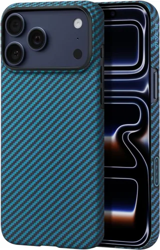 Vista 10 de pitaka Funda para iPhone Pro de 6.3" con sensación sin funda, azul abismo Abyss Blue (Argyle)
