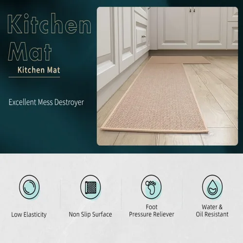 Vista 5 de Alfombras y tapetes de cocina, alfombra de piso de cocina frente al fregadero absorbente, antideslizante de goma natural lavable para el suelo