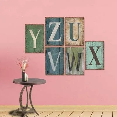 Vista 3 de Letras decorativas de hojalata, 8 x 12 pulgadas, 26 letras metálicas para colgar en la pared, letras del alfabeto para el hogar, dormitorio, bar
