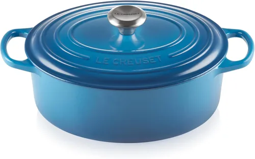 Vista 24 de Le Creuset - Olla holandés redonda con tapa de cocina, hecha de hierro fundido esmaltado, 6.75 cuartos de galón, color alcachofa, colección signature