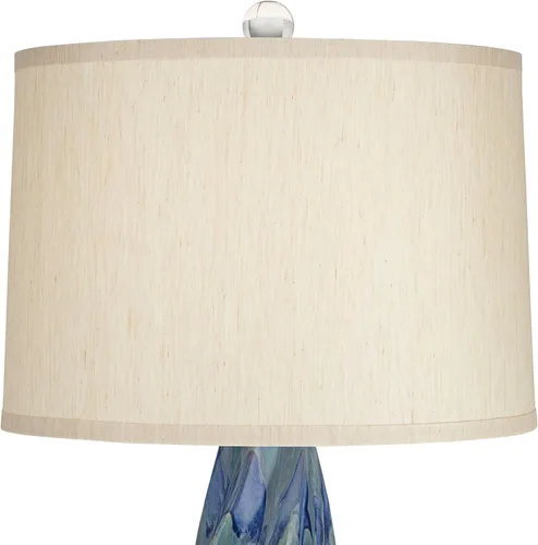 Vista 9 de Possini Euro Design Teresa - Lámpara de mesa de estilo moderno de 3 vías con regulador de mesa de 31 pulgadas de alto, color verde azulado, tela