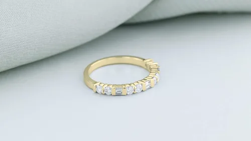 Vista 2 de Dazzlingrock Collection 0.40 Carat (ctw) Baguette & Round White Diamond Stackable Wedding Band for Women in Gold