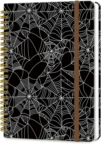 Vista 7 de Cuaderno de espiral A5, lindo cuaderno para mujeres y hombres, cuaderno de tapa dura con rayas universitarias para trabajo y toma de notas, 60