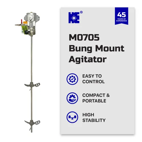 Vista 2 de COSMOSTAR Agitador neumático de 55 galones 1/8HP Bung Mount Tanque Mezclador de tambor Mezclador neumático de soporte, soporte de máquina