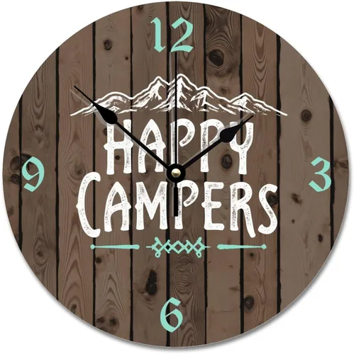 Vista 47 de Reloj de pared Whatever Modern Wood Clock de 10 pulgadas, silencioso, sin tictac, funciona con pilas, para sala de estar, dormitorio, cocina, A