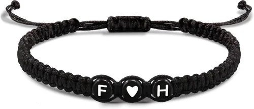 Vista 16 de Pulseras con iniciales para mujeres y hombres, regalos para novia, novio, pulseras de letras "I Love You", regalos para ella, él, mejor amigo