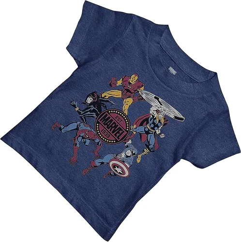 Vista 3 de Marvel Camisa de cómics para niños pequeños, Spiderman, Ironman, Capitán América y Hulk, camiseta clásica retroceso
