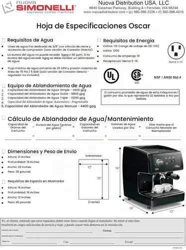 Vista 3 de Nuova Simonelli Oscar Direct Connect - Máquina espresso negra Mop140D204