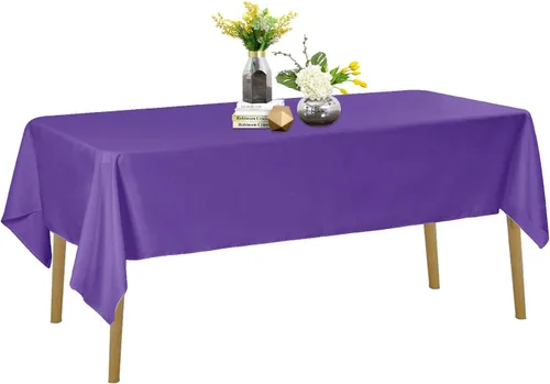 Vista 48 de Mantel de poliéster lavable de 132 pulgadas, resistente a las manchas y a las arrugas, mantel decorativo para mesa de comedor, fiestas de bufé