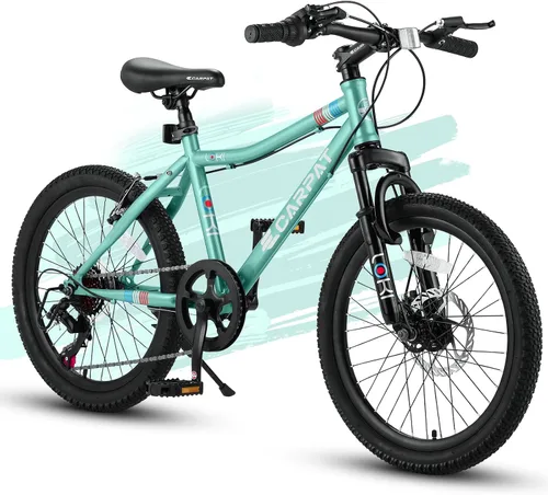 Vista 11 de Ecarpat Bicicleta de montaña para niños y niñas, 20 y 24 pulgadas, suspensión delantera, bicicleta de montaña todo terreno, bicicletas de montaña