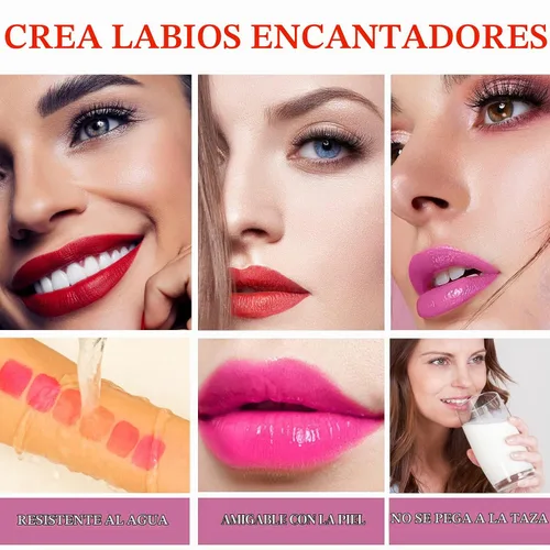 Vista 5 de Tinte labial de vino de 6 colores, lápiz labial de vino líquido, tinte de labios, mate de larga duración, juego de brillo labial impermeable