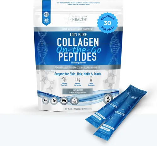 Vista 14 de The Intelligent Health - Péptidos de colágeno hidrolizado en polvo, alimentados con pasto, alto en proteínas, sin sabor, libres de gluten, apto