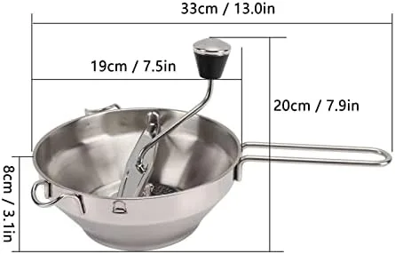 Vista 6 de Molino manual de alimentos, molino ergonómico de acero inoxidable, mango de fresado de acero inoxidable, molino de alimentos giratorio para salsa