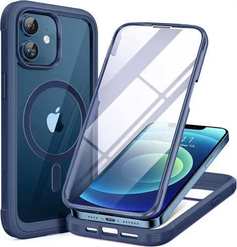 Vista 145 de Miracase - Funda magnética para iPhone 13 Pro Max de 6.7 pulgadas (compatible con MagSafe), transparente, completo, protector de pantalla de vidrio
