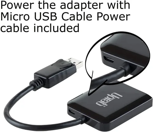 Vista 9 de uptab Adaptador DisplayPort a Dual DisplayPort 8K Multi Monitor Splitter, Convertidor Multi-Stream Transport (MST) Hub, DP a 2X DP