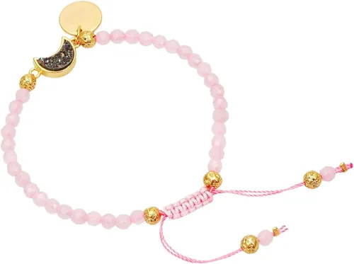 Vista 2 de TUMBEELLUWA Pulseras de cuentas de piedra facetada de 0.157in, pulsera de cristal curativo en forma de media luna, joyería hecha a mano para mujer