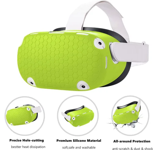 Vista 4 de Compatible with MetaOculus Quest 2 Accessories Lengthening Controller Grip Cover with Battery Opening VR Shell Cover Silicone face Cover